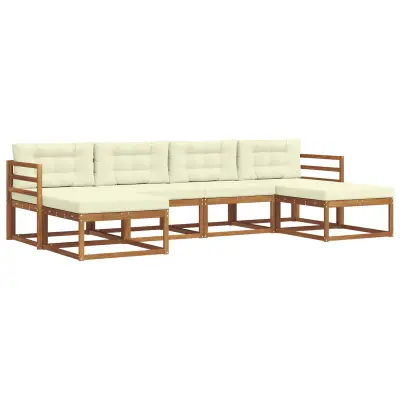 vidaXL Zunanja garnitura za sedenje z blazino 6 pcs Naravna in smetana