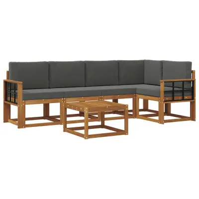 vidaXL Zunanja garnitura za sedenje 6 pcs Naravna in antracitna