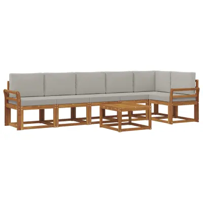 vidaXL Zunanja garnitura za sedenje 7 pcs Naravna in svetlo siva