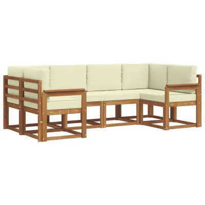 vidaXL Zunanja garnitura za sedenje z blazino 6 pcs Naravna in smetana