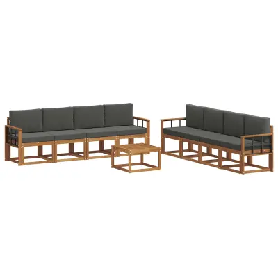 vidaXL Zunanja garnitura za sedenje 9 pcs Naravna in antracitna