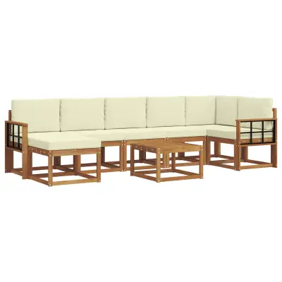vidaXL Zunanja garnitura za sedenje z blazino 8 pcs Naravna in smetana