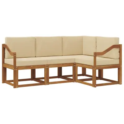 vidaXL Zunanja garnitura za sedenje z blazino 4 pcs Naravna in bež