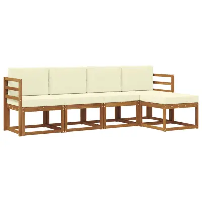 vidaXL Zunanja garnitura za sedenje z blazino 5 pcs Naravna in smetana