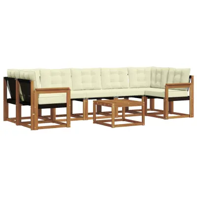 vidaXL Zunanja garnitura za sedenje z blazino 8 pcs Naravna in smetana