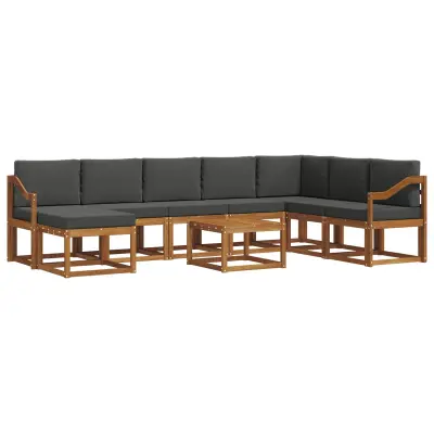 vidaXL Zunanja garnitura za sedenje 9 pcs Naravna in antracitna