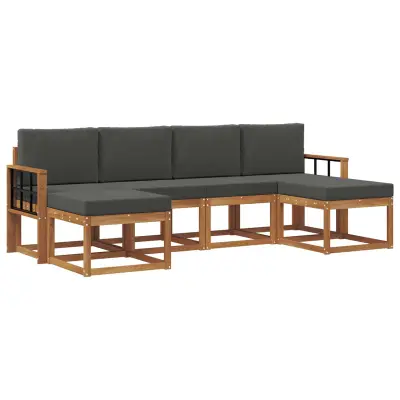 vidaXL Zunanja garnitura za sedenje 6 pcs Naravna in antracitna