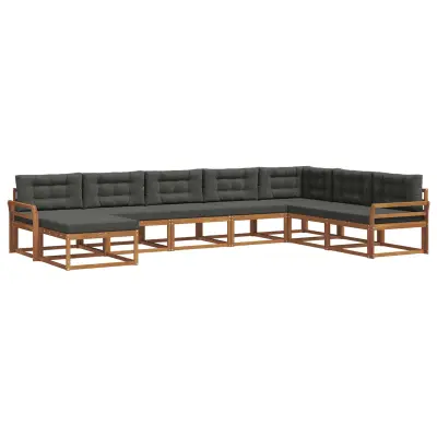 vidaXL Zunanja garnitura za sedenje 8 pcs Naravna in antracitna