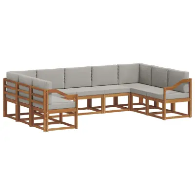 vidaXL Zunanja garnitura za sedenje 9 pcs Naravna in svetlo siva