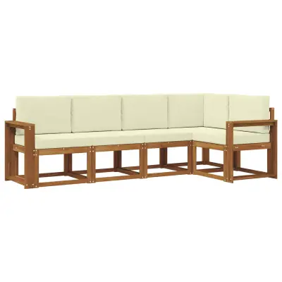 vidaXL Zunanja garnitura za sedenje z blazino 5 pcs Naravna in smetana