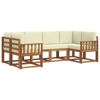 vidaXL Zunanja garnitura za sedenje z blazino 6 pcs Naravna in smetana