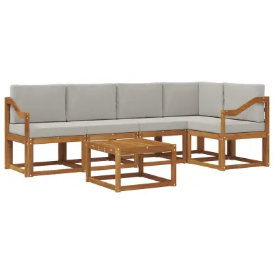 vidaXL Zunanja garnitura za sedenje 6 pcs Naravna in svetlo siva