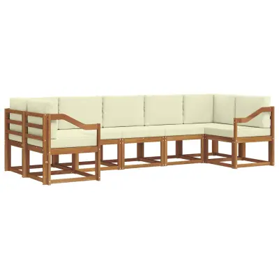 vidaXL Zunanja garnitura za sedenje z blazino 7 pcs Naravna in smetana