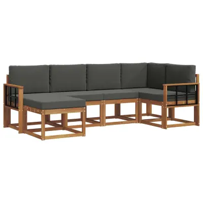 vidaXL Zunanja garnitura za sedenje 6 pcs Naravna in antracitna