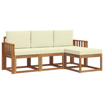 vidaXL Zunanja garnitura za sedenje z blazino 4 pcs Naravna in smetana