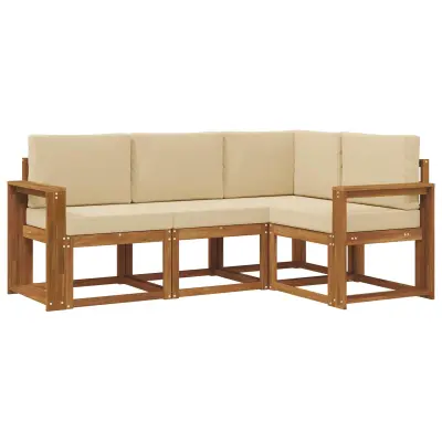 vidaXL Zunanja garnitura za sedenje z blazino 4 pcs Naravna in bež