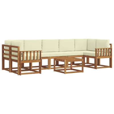 vidaXL Zunanja garnitura za sedenje z blazino 8 pcs Naravna in smetana