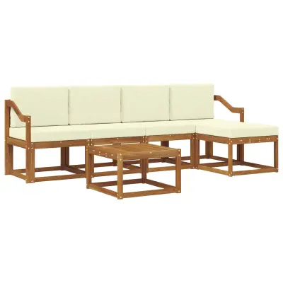 vidaXL Zunanja garnitura za sedenje z blazino 6 pcs Naravna in smetana