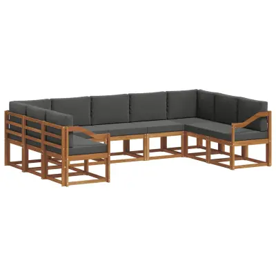 vidaXL Zunanja garnitura za sedenje 9 pcs Naravna in antracitna