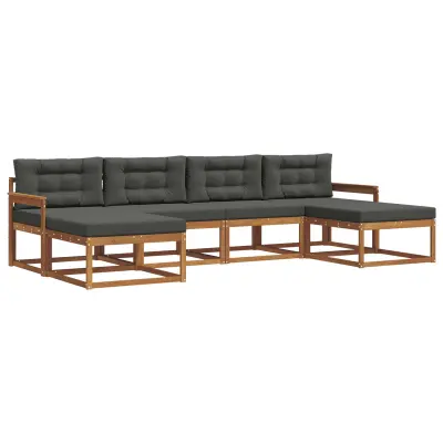 vidaXL Zunanja garnitura za sedenje 6 pcs Naravna in antracitna