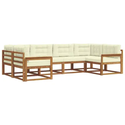 vidaXL Zunanja garnitura za sedenje z blazino 6 pcs Naravna in smetana