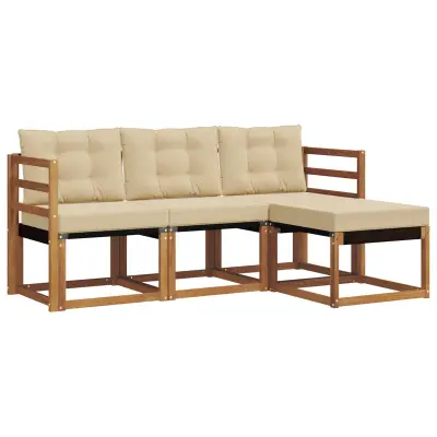 vidaXL Zunanja garnitura za sedenje z blazino 4 pcs Naravna in bež