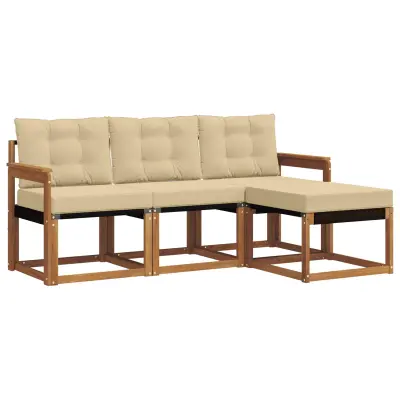 vidaXL Zunanja garnitura za sedenje z blazino 4 pcs Naravna in bež