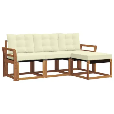 vidaXL Zunanja garnitura za sedenje z blazino 4 pcs Naravna in smetana