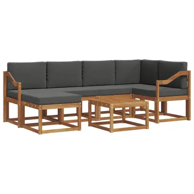 vidaXL Zunanja garnitura za sedenje 7 pcs Naravna in antracitna