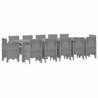 vidaXL Komplet za jedilnico v vrtu 13 pcs Svetlo siva Poly ratan