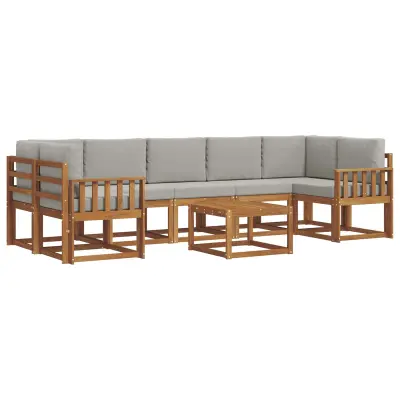 vidaXL Zunanja garnitura za sedenje 8 pcs Naravna in svetlo siva