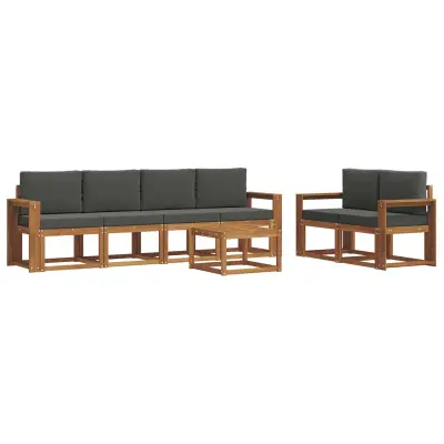 vidaXL Zunanja garnitura za sedenje 7 pcs Naravna in antracitna