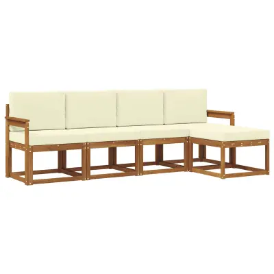 vidaXL Zunanja garnitura za sedenje z blazino 5 pcs Naravna in smetana