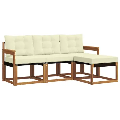 vidaXL Zunanja garnitura za sedenje z blazino 4 pcs Naravna in smetana