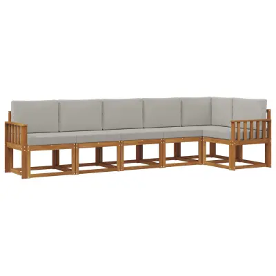 vidaXL Zunanja garnitura za sedenje 6 pcs Naravna in svetlo siva