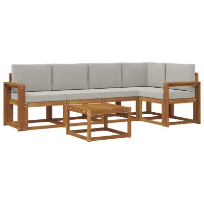 vidaXL Zunanja garnitura za sedenje 6 pcs Naravna in svetlo siva