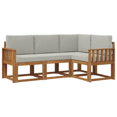 vidaXL Zunanja garnitura za sedenje 4 pcs Naravna in svetlo siva