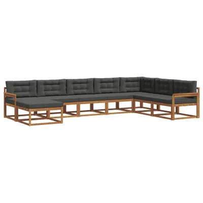 vidaXL Zunanja garnitura za sedenje 8 pcs Naravna in antracitna