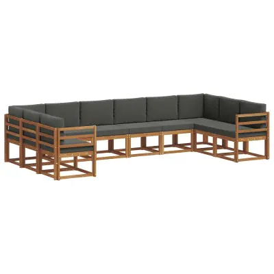 vidaXL Zunanja garnitura za sedenje 10 pcs Naravna in antracitna