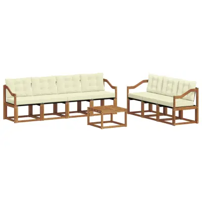 vidaXL Zunanja garnitura za sedenje z blazino 8 pcs Naravna in smetana