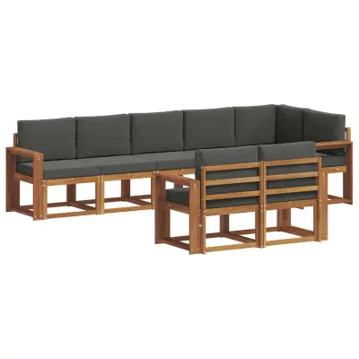 vidaXL Zunanja garnitura za sedenje 8 pcs Naravna in antracitna