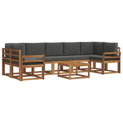 vidaXL Zunanja garnitura za sedenje 8 pcs Naravna in antracitna