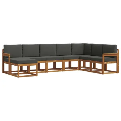 vidaXL Zunanja garnitura za sedenje 8 pcs Naravna in antracitna