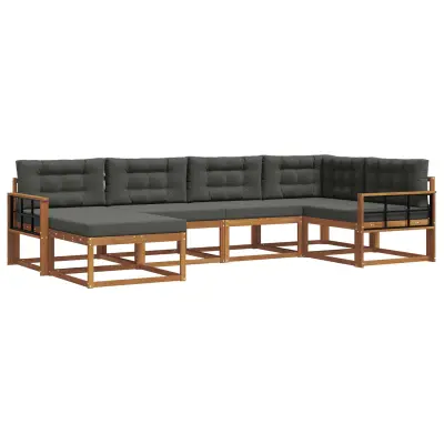 vidaXL Zunanja garnitura za sedenje 6 pcs Naravna in antracitna