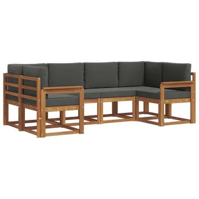 vidaXL Zunanja garnitura za sedenje 6 pcs Naravna in antracitna