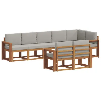 vidaXL Zunanja garnitura za sedenje 8 pcs Naravna in svetlo siva
