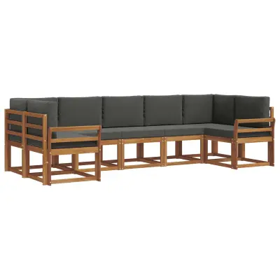 vidaXL Zunanja garnitura za sedenje 7 pcs Naravna in antracitna