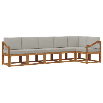 vidaXL Zunanja garnitura za sedenje 6 pcs Naravna in svetlo siva