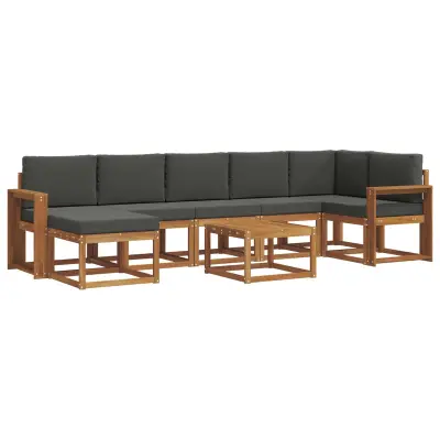 vidaXL Zunanja garnitura za sedenje 8 pcs Naravna in antracitna