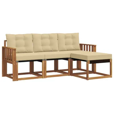 vidaXL Zunanja garnitura za sedenje z blazino 4 pcs Naravna in bež